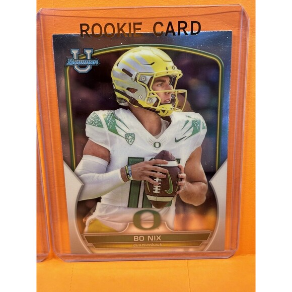 Bo Nix 3 Rookie Chrome Prospect 1st Card Lot Oregon Ducks Denver Broncos RC - Picture 4 of 5